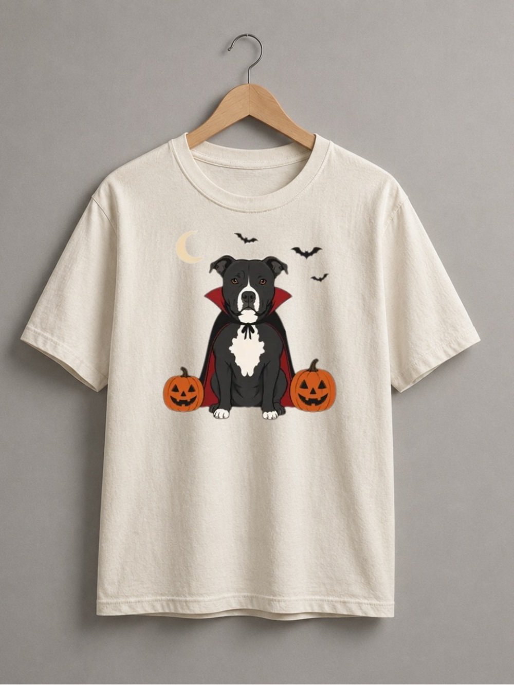 Off White Halloween Vampire Dog Graphic Tee